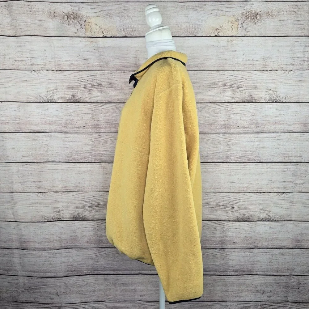 Vintage Men's L.L. Bean Regular Trail Model Fleece Snap Pullover XL 90s Yellow - Picture 2 of 8